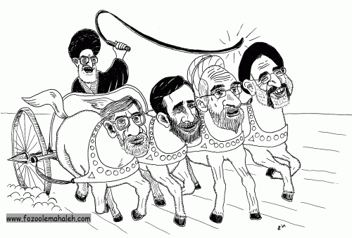 Khamenei whipping his boys into line, who are horses on a chariot Khamenei whipping his boys into line, who are horses on a chariot