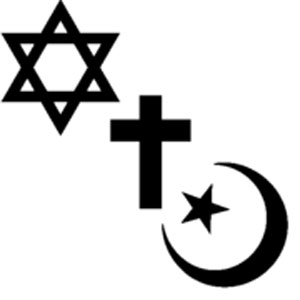 نشانه و علامت های ادیان ابراهیمی به ترتیب عبارتند از ستاره داوود، صلیب عیسی، و ماه و ستاره اسلام. نکته مهم این که مسلمانان نمی دانستند و تصور می کردند که ستاره از ماه کوچکتر است.