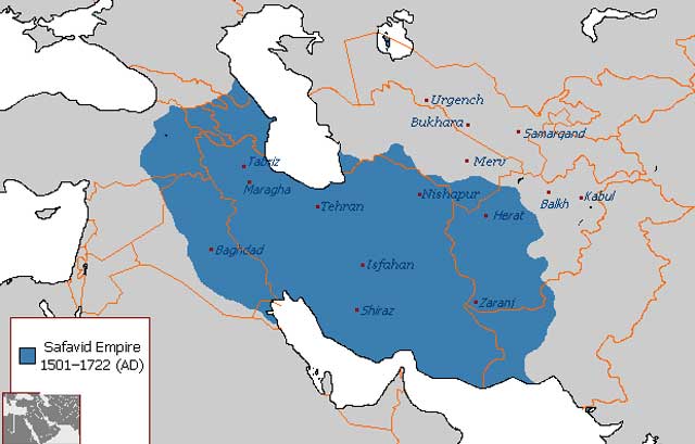 این نقشه ایران بزرگ را در دوران صفوی از ۱۵۰۱ تا ۱۷۲۲ را نشان می دهد. دست توانای بیشتر پادشاهان این دودمان، ایران فراموش در تاریخ و از دست رفته پس از یورش تازیان را دوباره زنده کرد، و بدان قدرت و شکوه جهانی بخشید.