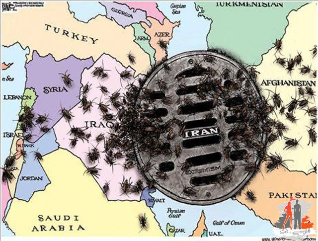 کاریکاتور توهین آمیز روزنامه ی آمریکایی به ایرانی ها... روزنامه آمریکایی کولومبوس دیسپچ (Columbus Dispatch) در کاریکاتوری، نقشه خاورمیانه را ترسیم کرده است که در آن روی ایران یک درپوش فاضلاب گذاشته اند و کل ایران را در قالب یک مجرای فاضلاب به تصویر کشیده. و اما همچنان سکوت ! آخه با چه جرأتی ؟ هیچکس هم صداش در نمیاد!
