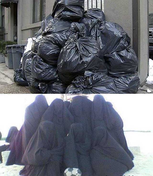 زن در اسلام، یعنی تپاله و کیسه آشغال.  اینست کرامت اسلام در باره زنان 