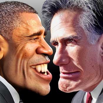 اوباما و همتای مبارزه انتخاباتی او میت رامنی