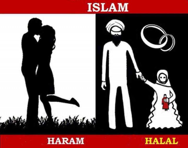در اسلام، تجاوز به دختر بچه ۷-۸ ساله حلال است، ولی ارتباط انسانی و مالامال از عشقو دوستی میان یک مرد و زن، گناه و معصیت است. البته همه زنان عالم برای آخوند حلال و محرمند. زیرا زنبارگی آخوند را نمی توان در هیچ حیوان دیگر سراغ گرفت.