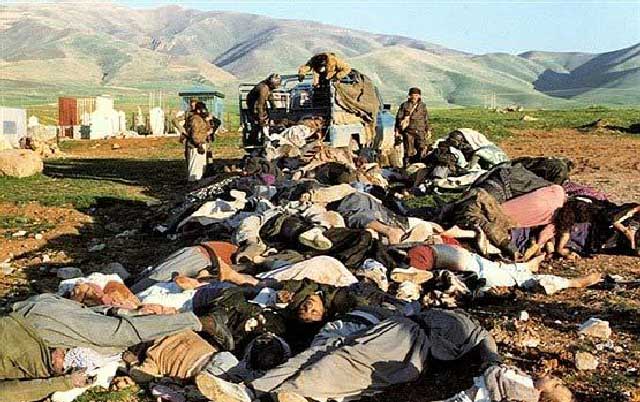 صدام دیکتاتور بزرگ در سال ۱۹۸۸ مناطق کرد نشین و ایران را بمباران شیمیایی نمود و گروه زیادی را به کام مرگ کشاند. آنهایی هم که زنده ماندند سالیان زیادی با درد و سوزش فراوان،،،، و نقص بدنی همراه بوده اند