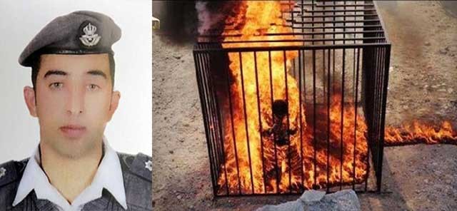معاذالکسیبه خلبان جوان اردنی اسیر بند آدمخواران داعش که می خواستند در برابر آزادی زن بمب گذاری او و دومین گزارشگر در بند را پیش از گردن زدن آزاد کنندولیکن وحشیانه درون قفسی به آتش کشیده شد.