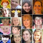 ۲۰ کودک بیگناه که قربانی یک دیوانه شدند و در دبستان سن هوک در شهر نیوتون از ایالت کانتیکات آمریکا جان باختند.
