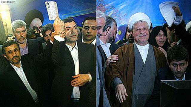 هاشمی رفسنجانی خود را کاندید ریاست جمهوری می کند تا یا با خامنه ای مبارزه کرده، او را از بالای منبر پایین آورد، و یا آن که با شرکت همدیگر به چپاول و غارتگری پردازند.